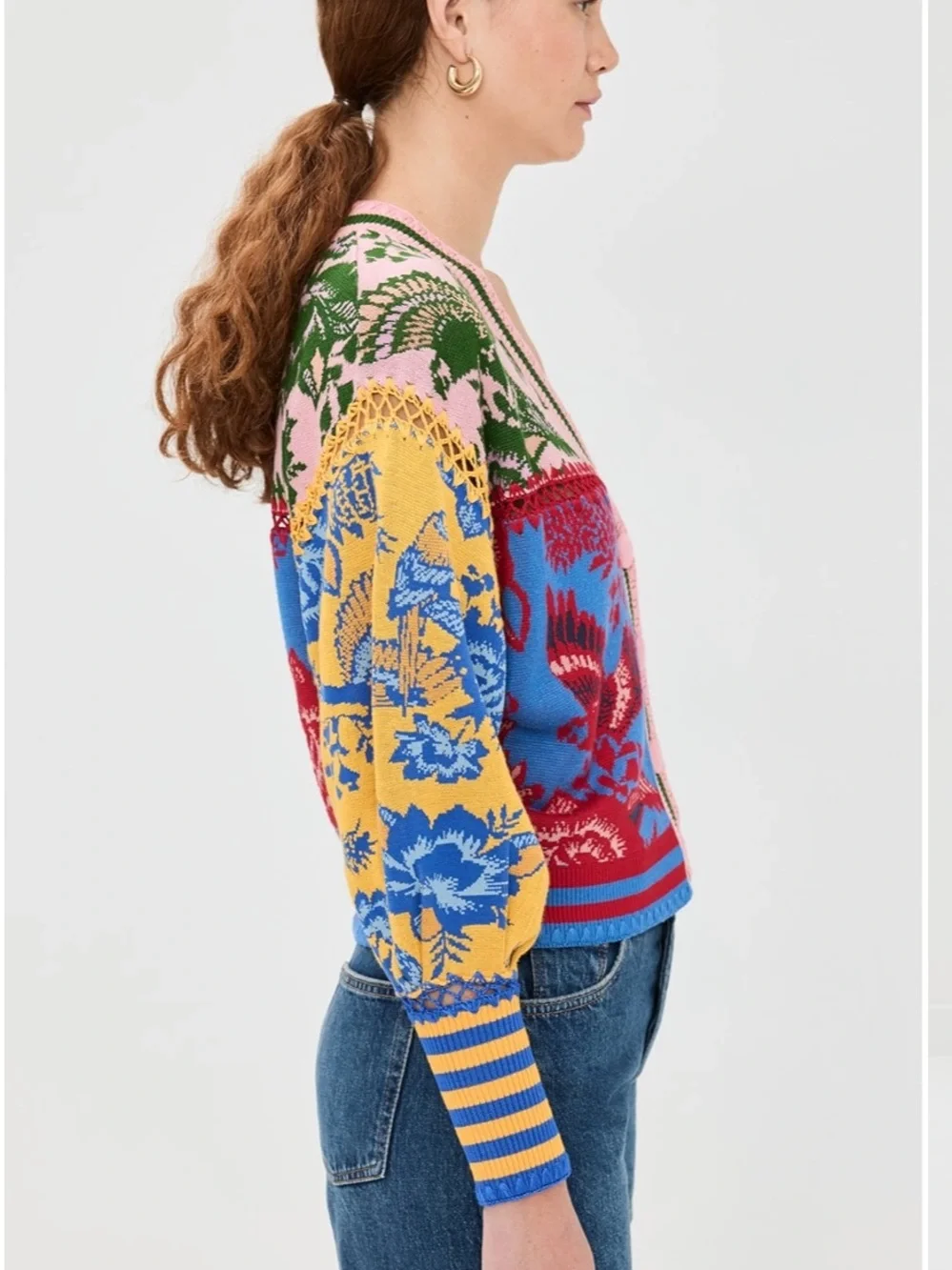 NWT FARM Rio Floral De Renda Patch Knit Cardigan S - Picture 4 of 8